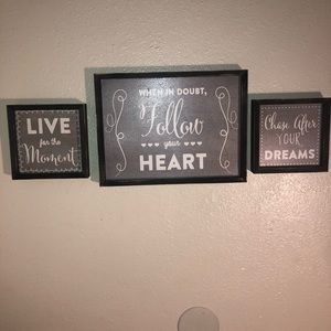 Vintage Mid Century 3-Piece Wood Frame Picture set